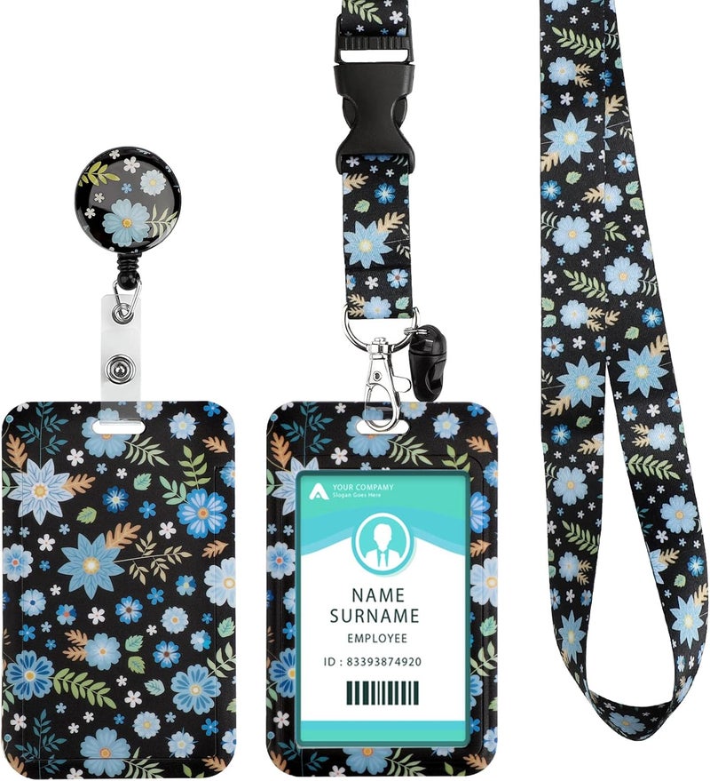 Hinsly ID Badge Holder with Lanyard, Retractable Badge Holders Reels with Lanyards Adjustable, for Women Kids Teacher Nurses Doctor Student - Image 1